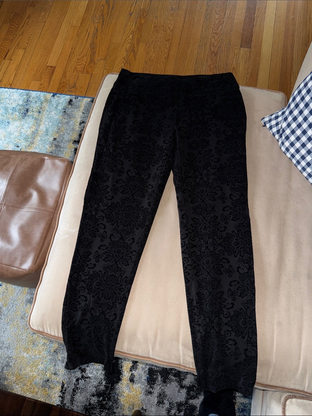 Zac & Rachel Black Floral Burnout Stretch Pants